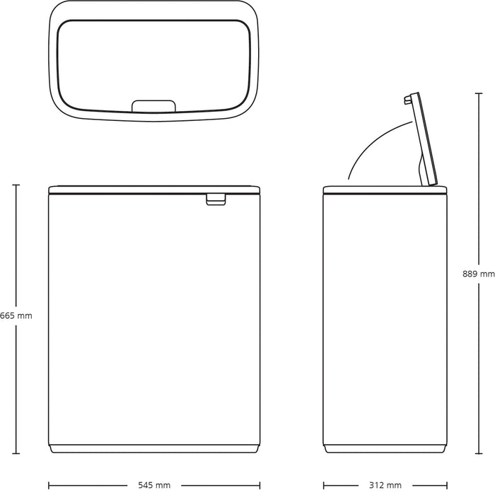 Brabantia Bo Touch Bin Afvalemmer 60 Liter - Confident Grey