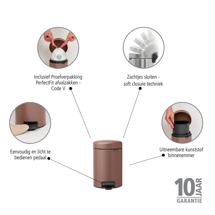 Brabantia NewIcon Pedaalemmer 3 L - Satin Taupe