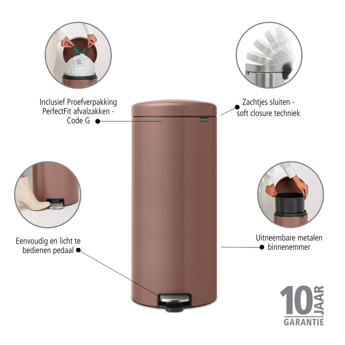 Brabantia NewIcon Pedaalemmer 30 L - Satin Taupe