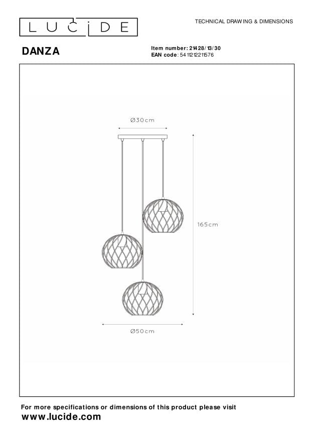 Lucide DANZA Hanglamp - Zwart