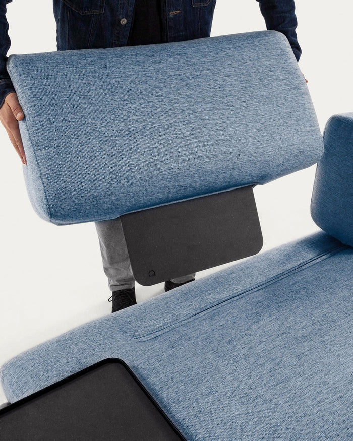 Kave Home - 3-zitsbank Compo blauw met klein dienblad 232 cm