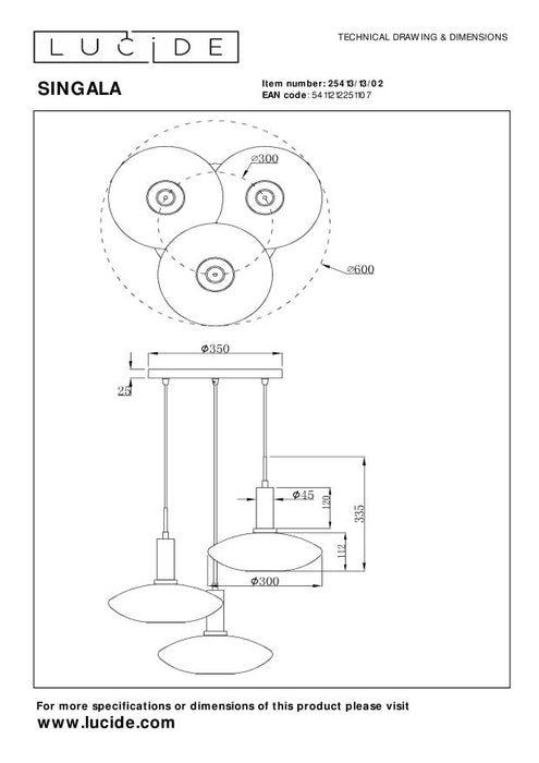 Lucide SINGALA Hanglamp - Mat Goud | Messing