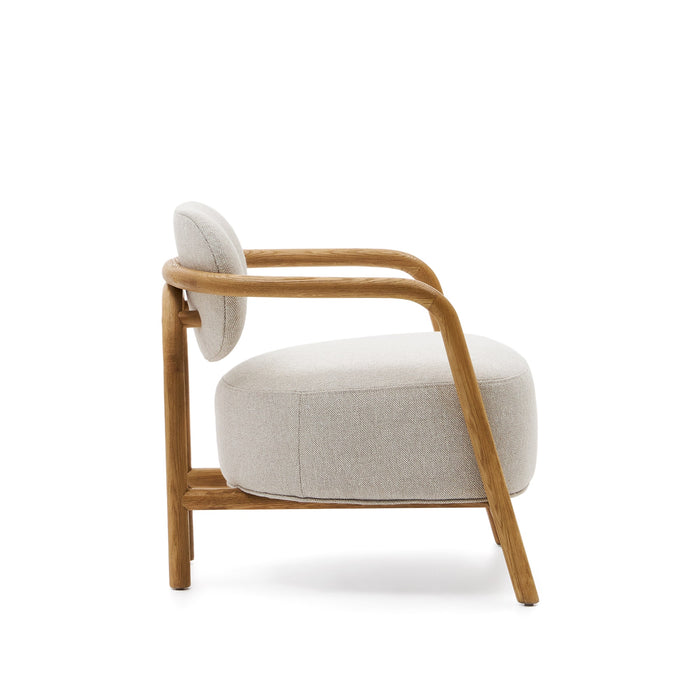 Kave Home - Beige Melqui-fauteuil in massief eikenhout met natuurlijke