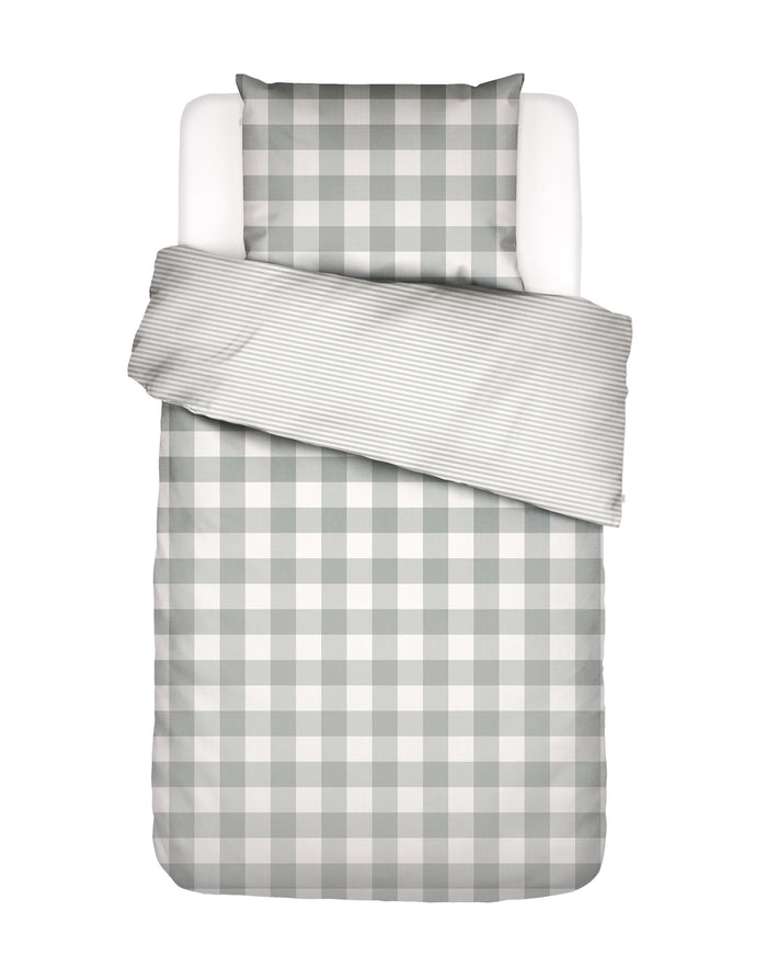 Essenza Chess Dekbedovertrek 140 x 220 cm - Dusty green