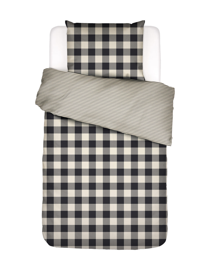 Essenza Chess Dekbedovertrek 140 x 220 cm - Antraciet