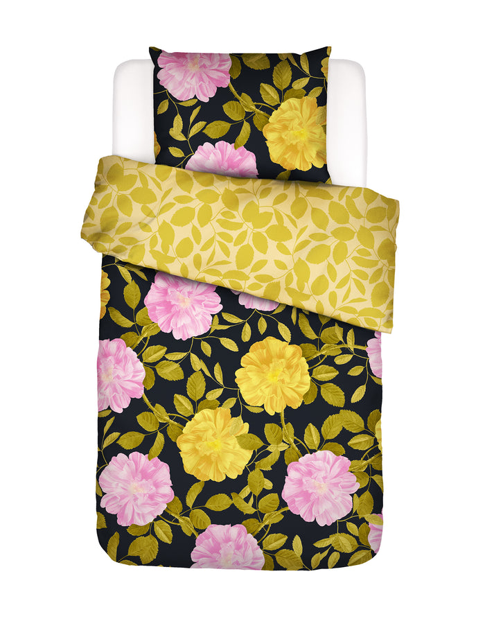Essenza Bloom with a view Dekbedovertrek 140 x 220 cm - Zwart