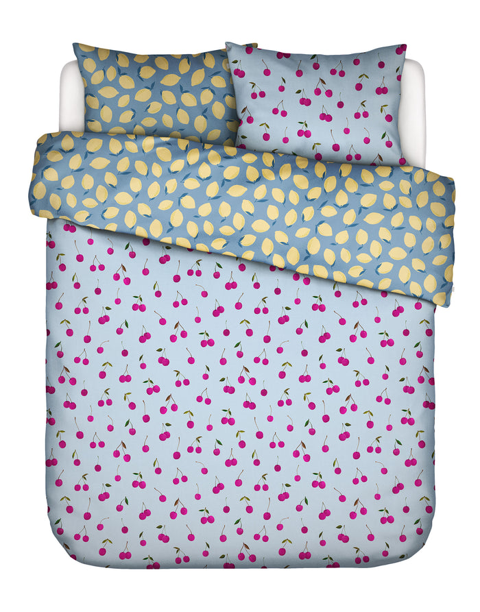 Essenza Zesty cherry Dekbedovertrek 200 x 220 cm - Ijsblauw