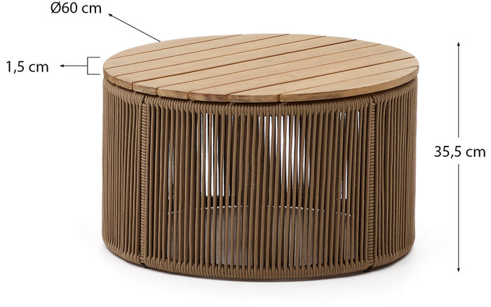 Kave Home - Dandara salontafel van staal, beige touw en massief