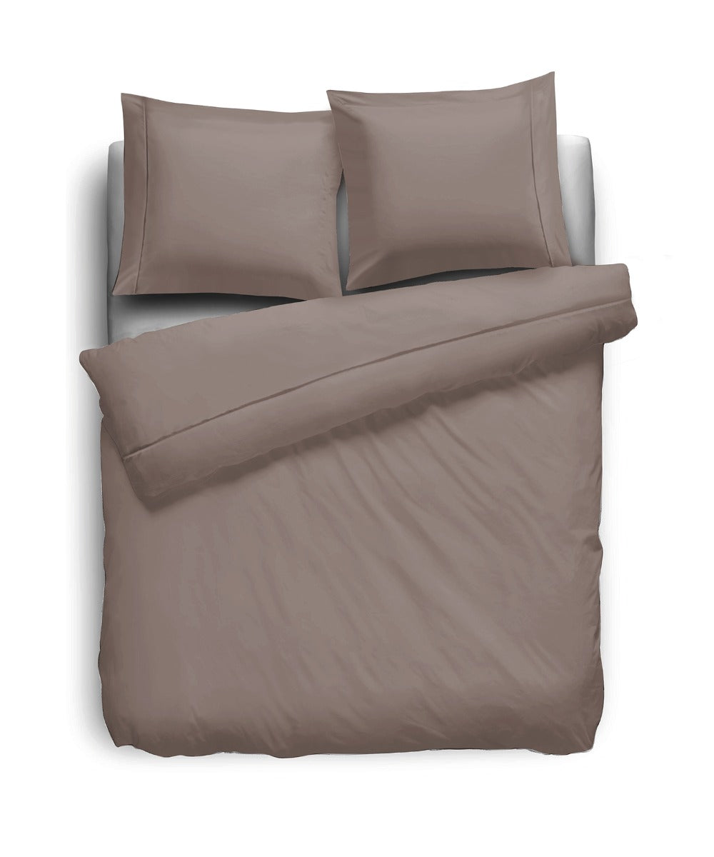 Elegance Dekbedovertrek Uni Percal Katoen Met Bies taupe