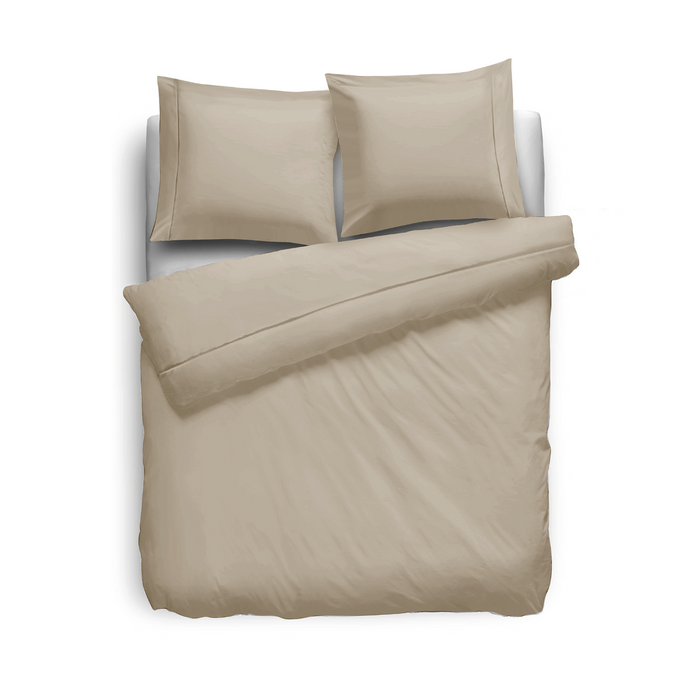 Elegance Dekbedovertrek Uni Percal Katoen Met Bies zand