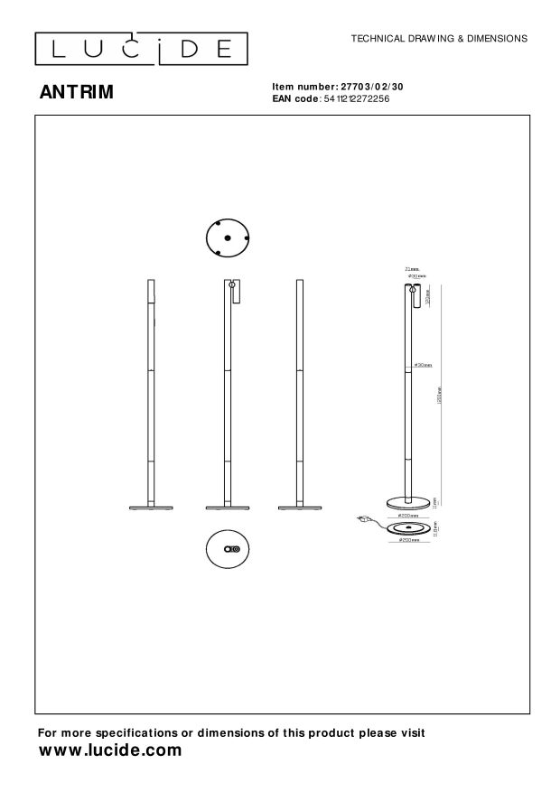 Lucide ANTRIM Leeslamp - Zwart