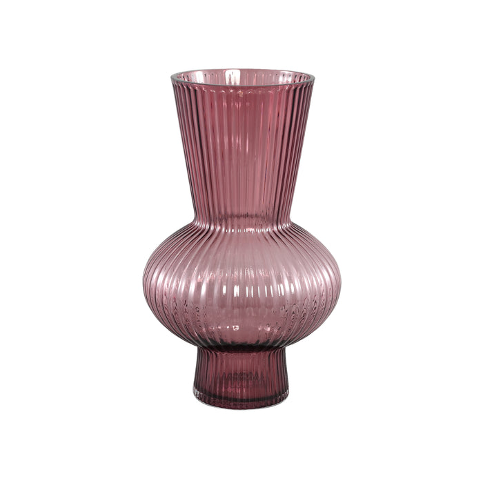 PTMD Anouk Purple solid glass vase ribbed round taps
