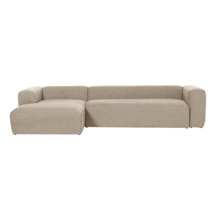 Kave Home - 4-zitsbank Blok beige met chaise longue links 330 cm