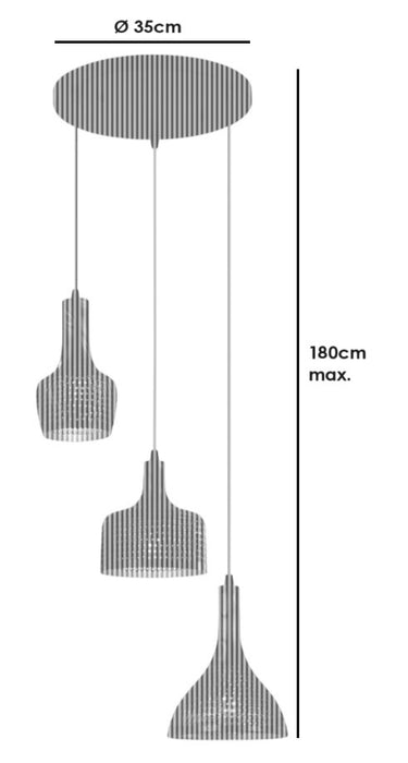 Freelight Hanglamp Fuoco Bruin Zwart 3 Lichts Ø 35cm  E27 Fitting