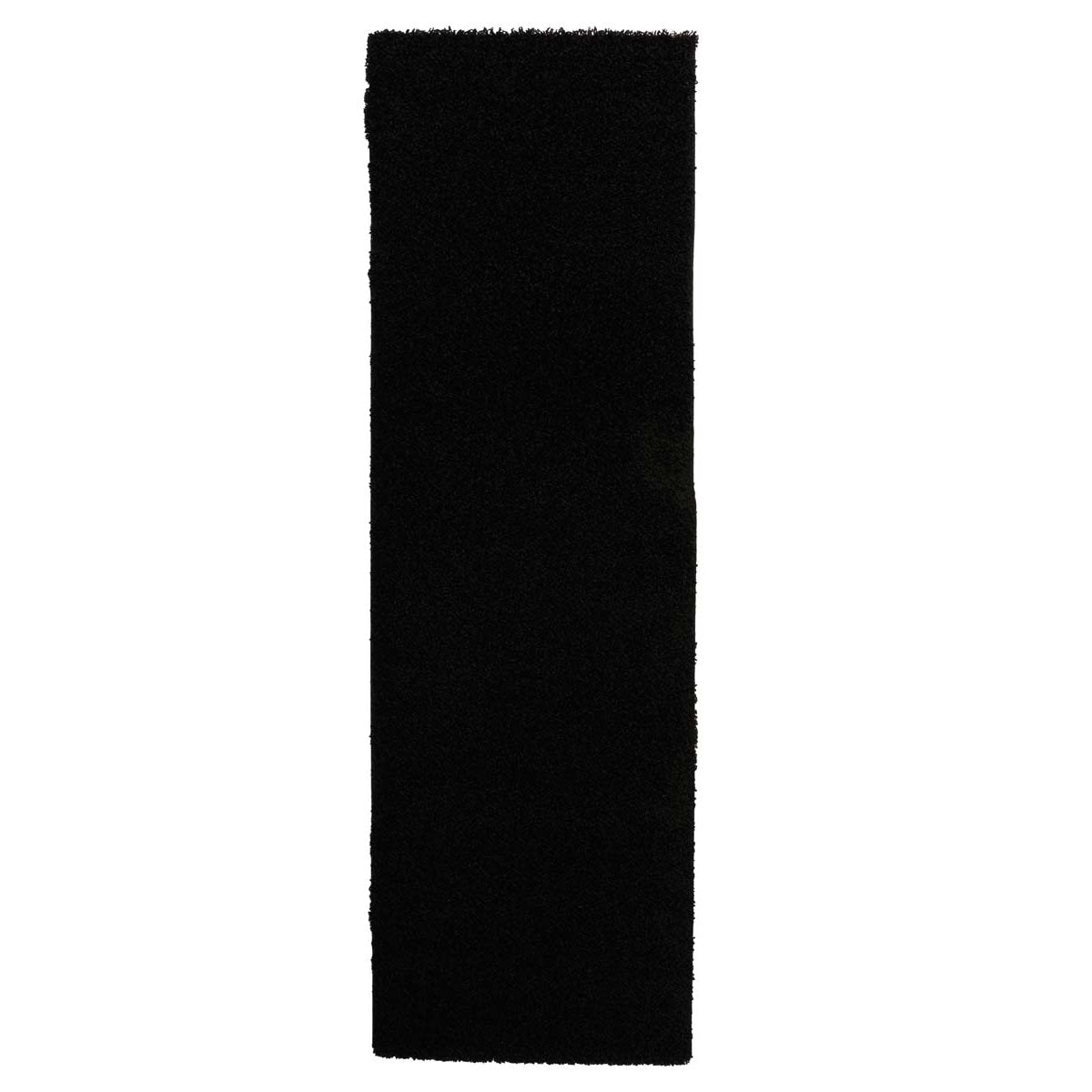 Tapeso Hoogpolige loper shaggy Trend effen - zwart - 80x250 cm