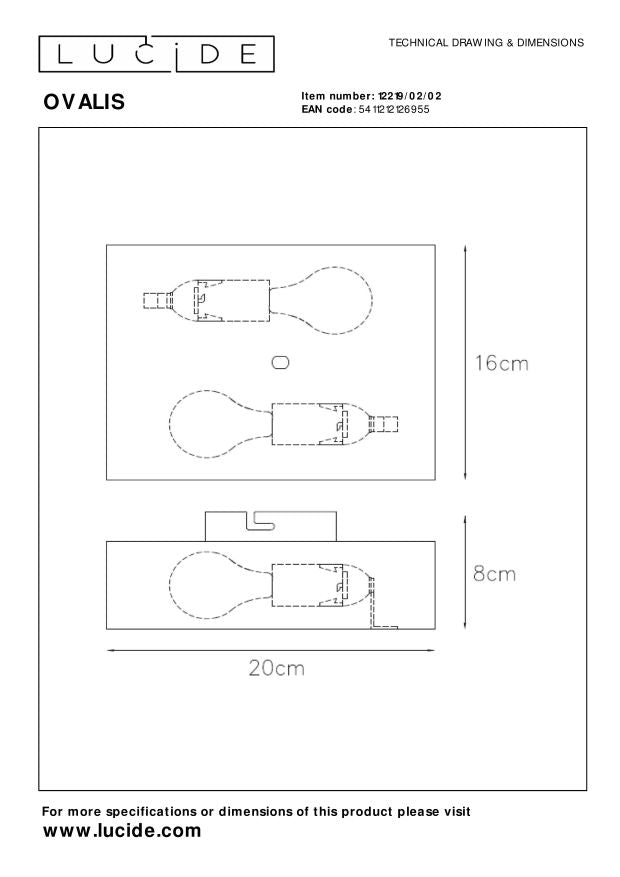 Lucide OVALIS Wandlamp - Mat Goud | Messing