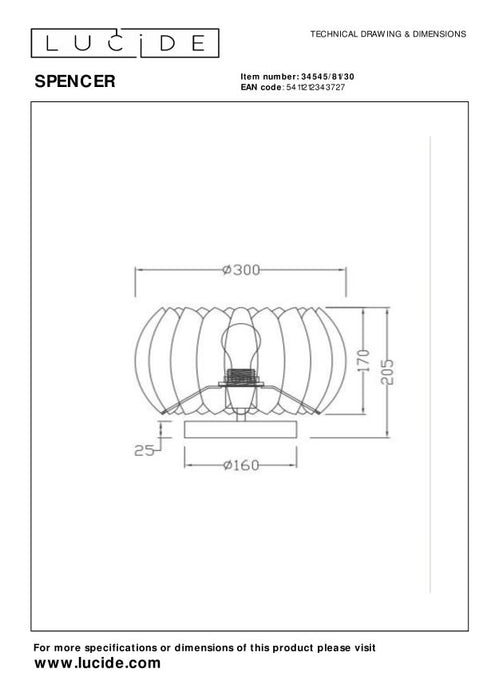 Lucide SPENCER Tafellamp - Zwart