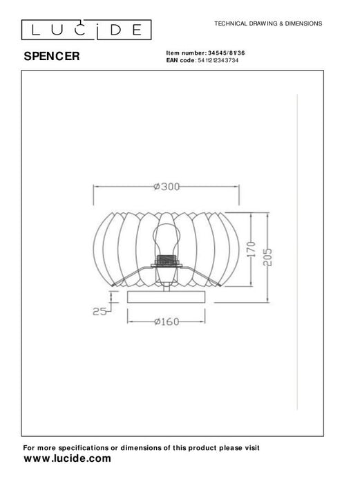 Lucide SPENCER Tafellamp - Grijs