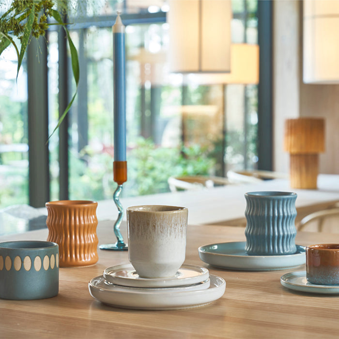 Villa Collection Styles Glazen Kandelaar Spiral - Blauw / Oranje