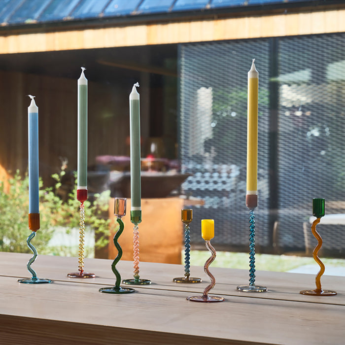 Villa Collection Styles Glazen Kandelaar Twist - Groen / Roze