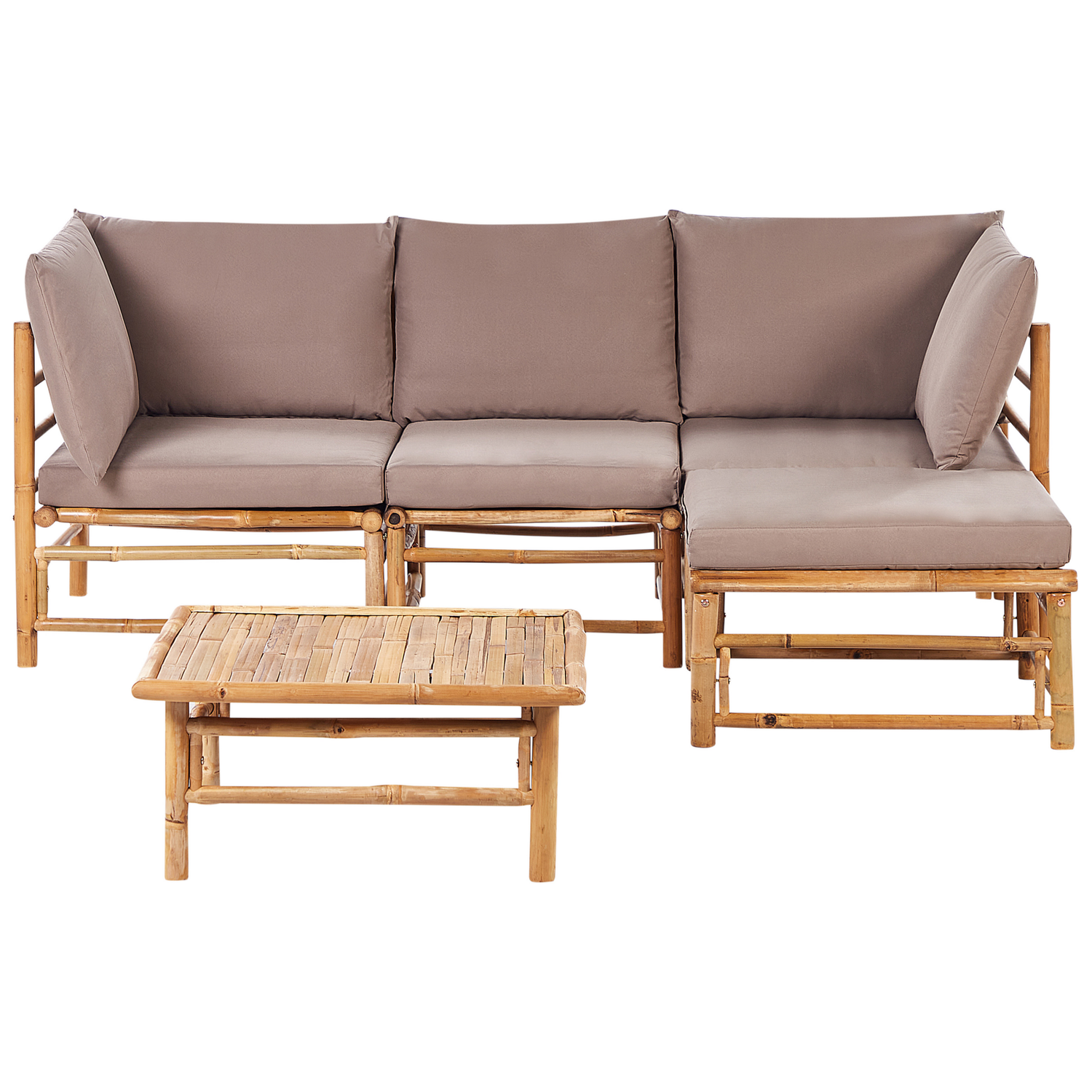 Beliani - CERRETO - Loungeset 4-zits hoekbank - Taupe - Bamboehout