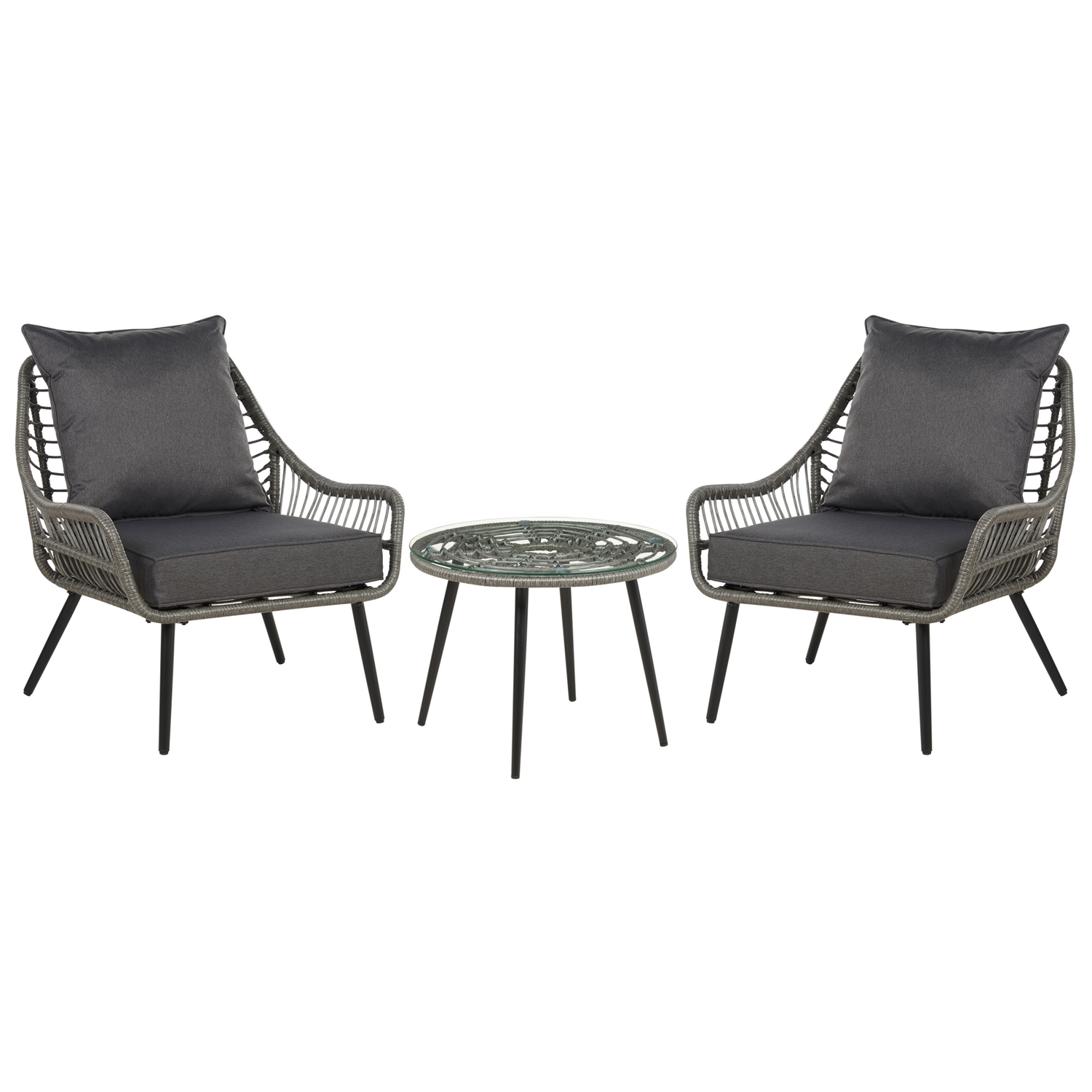 Beliani - LAURETO - Bistroset voor 2 - Grijs - PE rotan