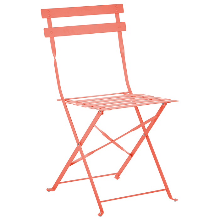 Beliani - FIORI - Bistroset voor 2 - Koraalrood - Staal