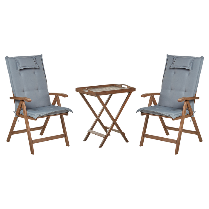 Beliani - AMANTEA - Bistroset - Donkerhout|Grijs - Acaciahout