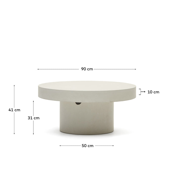 Kave Home - Aiguablava ronde salontafel in wit cement, Ø 90 cm