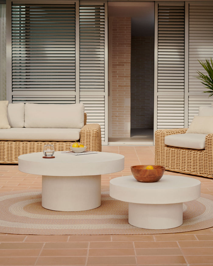 Kave Home - Aiguablava ronde salontafel in wit cement, Ø 66 cm