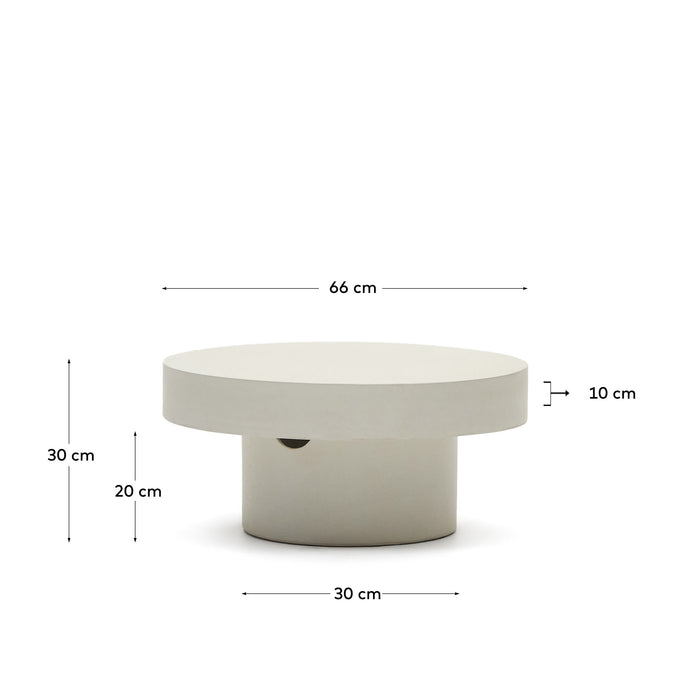 Kave Home - Aiguablava ronde salontafel in wit cement, Ø 66 cm