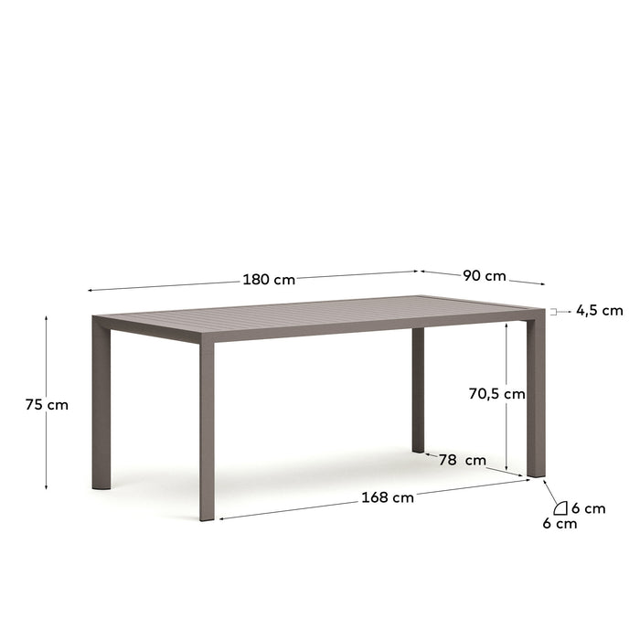 Kave Home - Culip buitentafel in aluminium met bruine afwerking 180 x