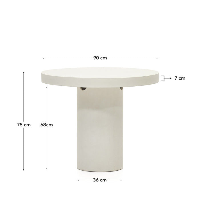 Kave Home - Aiguablava ronde tafel in wit cement, Ø 90 cm