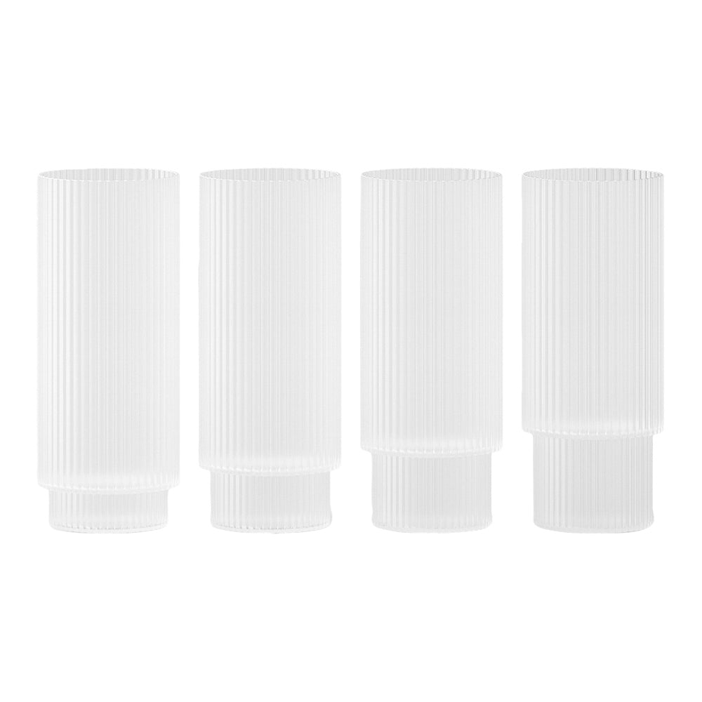 Ferm Living Ripple Longdrinkglazen - 4 st. - Frosted