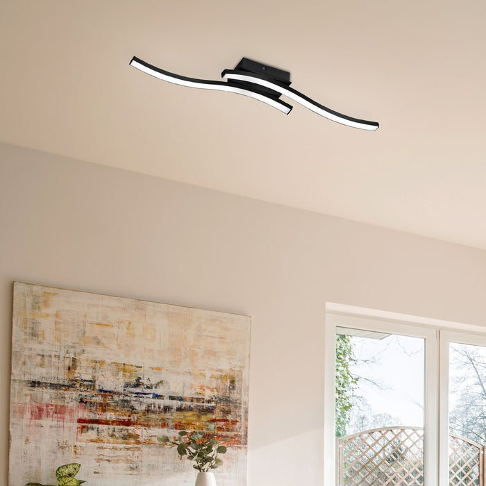 Reality Route Plafondlamp Mat Zwart - 2-lichts