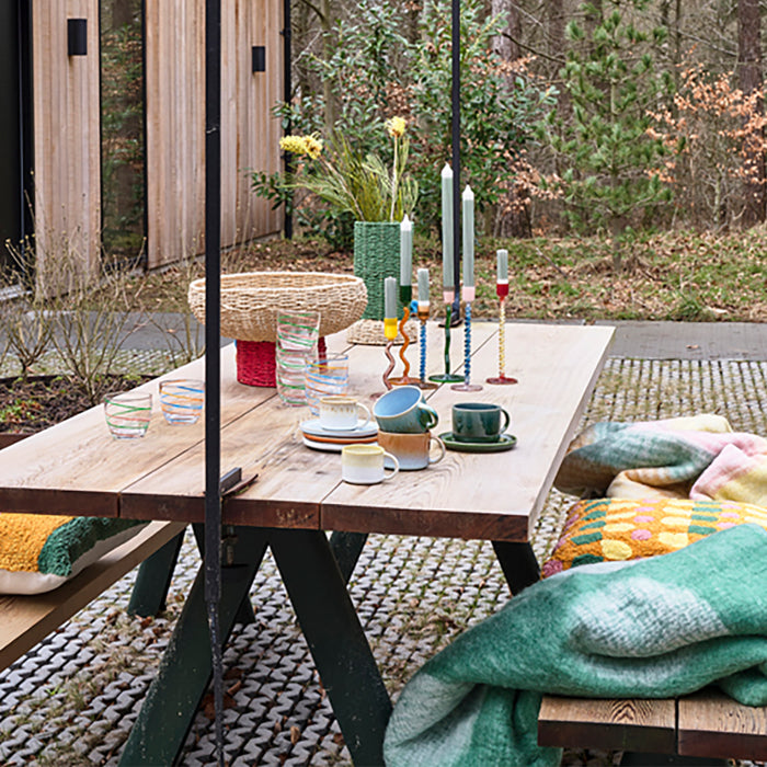 Villa Collection Styles Glazen Kandelaar Spiral - Groen / Oranje