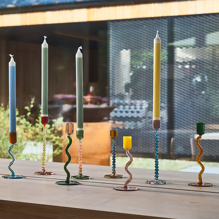 Villa Collection Styles Glazen Kandelaar Spiral - Groen / Oranje