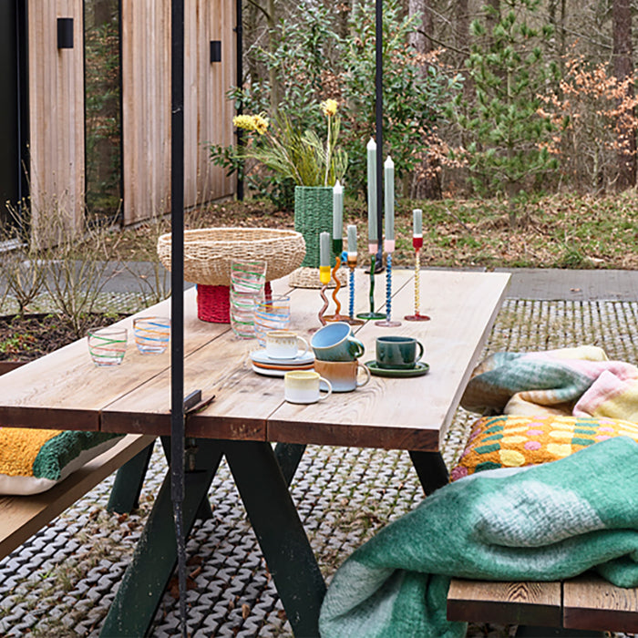 Villa Collection Styles Glazen Kandelaar Twist - Geel / Rood