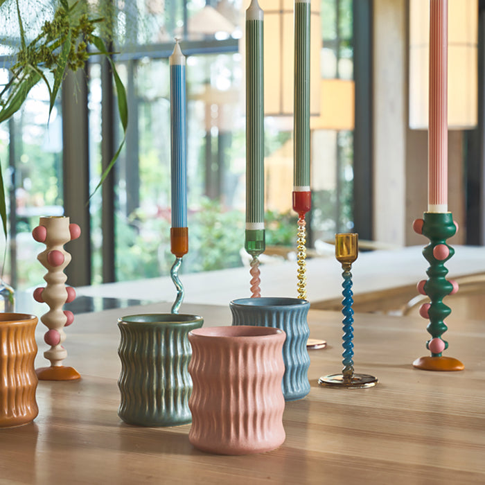 Villa Collection Styles Glazen Kandelaar Twist - Blauw / Oranje