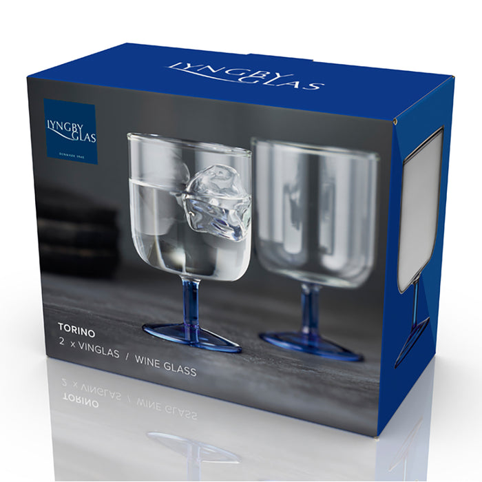 Lyngby Torino Wijnglazen 2st. - Transparant / Blauw