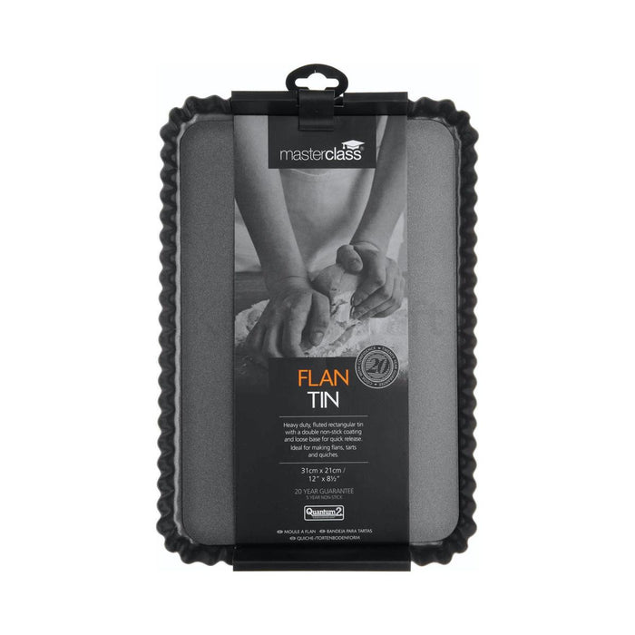 Geribbelde rechthoekige bakvorm met losse bodem, 30cm x 20cm - Masterc