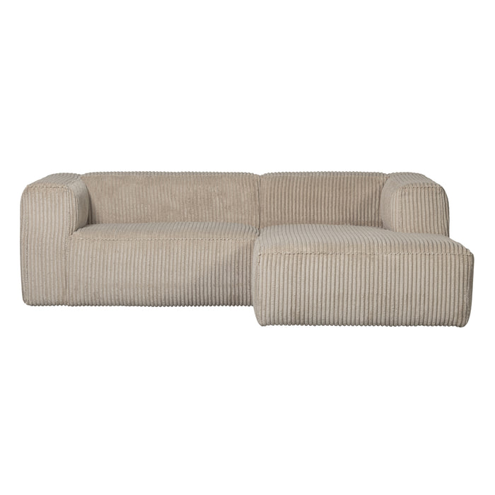 WOOOD Bean Hoekbank met Chaise Longue Rechts - Ribstof - Travertin