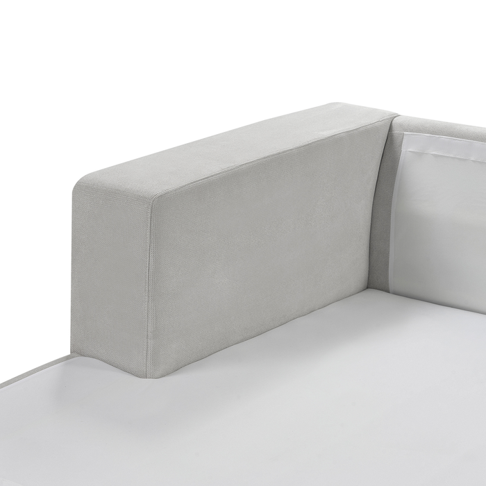 Beliani-LOFOTEN-Driezitsbank-Lichtgrijs-Rechtszijdig-Polyester