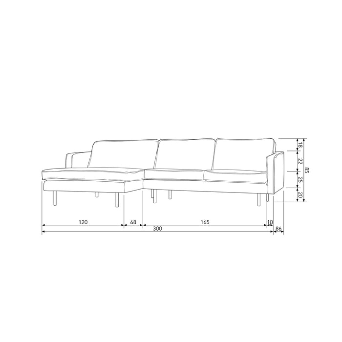 WOOOD Rodeo Chaise Longue Links - Bouclé - Naturel - 85x300x155