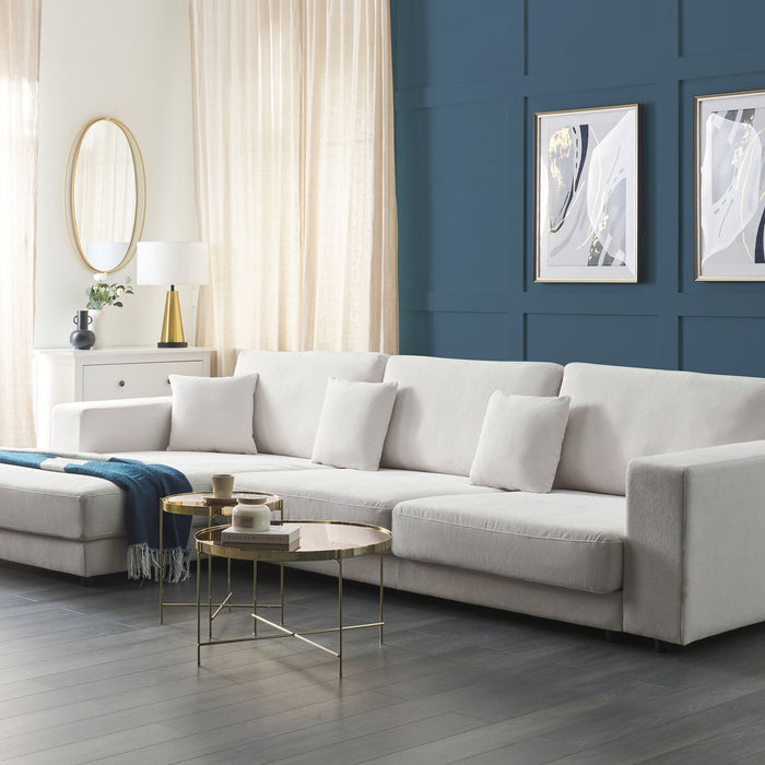 Beliani-LOFOTEN-Hoekbank 4-zits-Gebroken wit-Rechtszijdig-Polyester