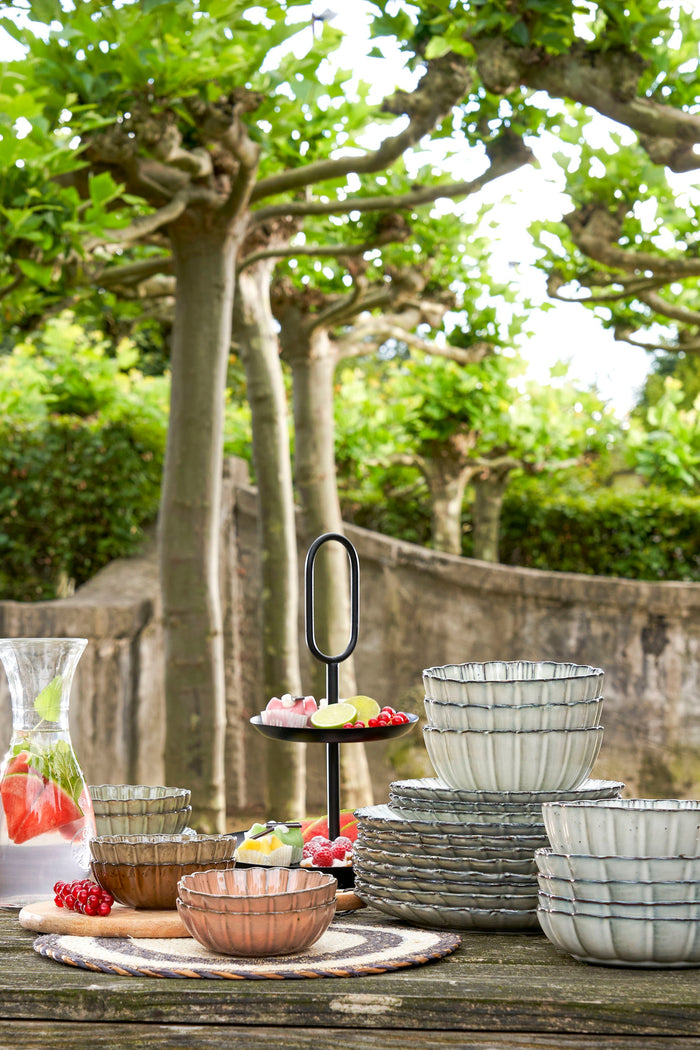 Mica Decorations Corfu Ontbijtbord - Set van 4 - Ø21 cm - Grijs