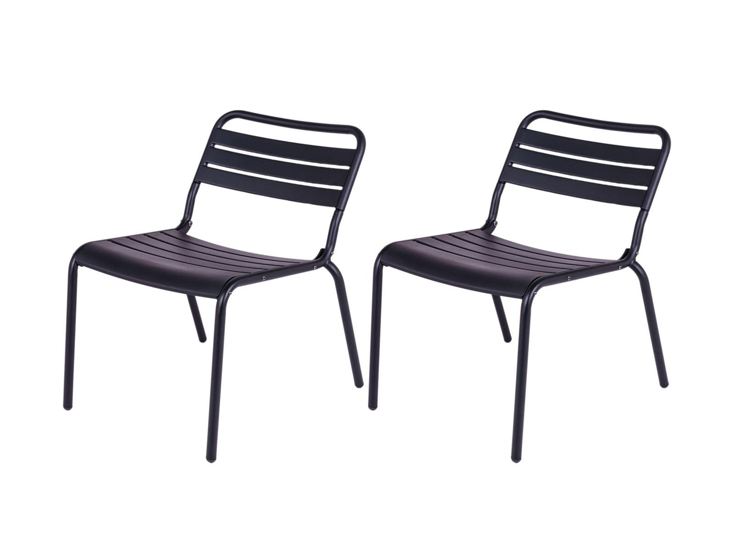 Metalen loungestoel Max XXL zwart - 2 stuks