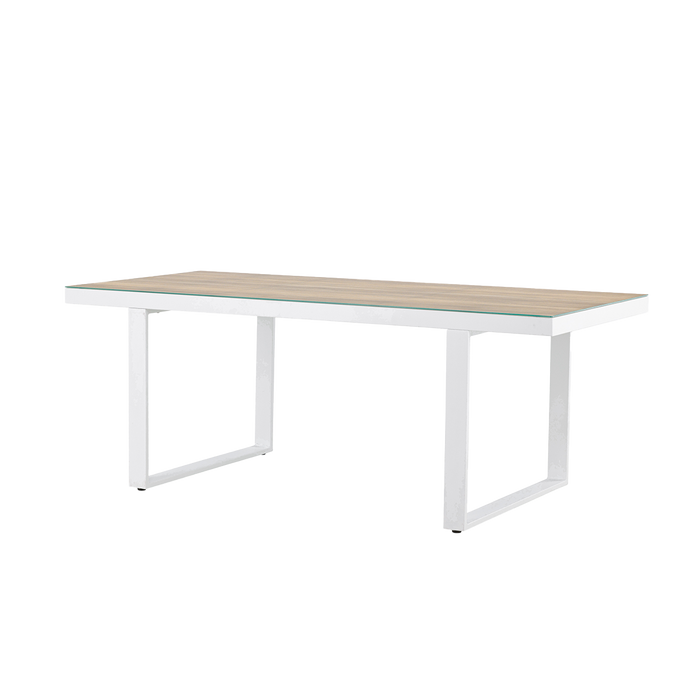 Nest outdoor Mathijs Tuintafel Aluminium Wit - met Glazen Tafelblad