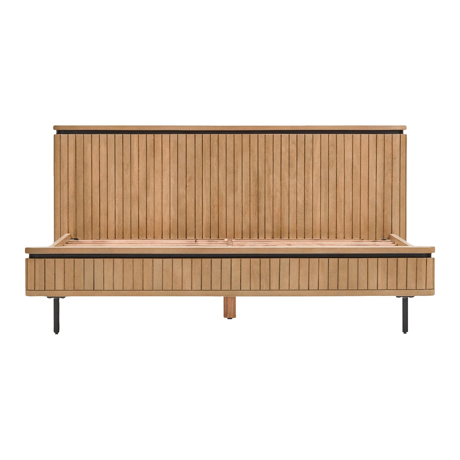 Kave Home - Licia bed van massief mangohout en zwart gelakt metaal,