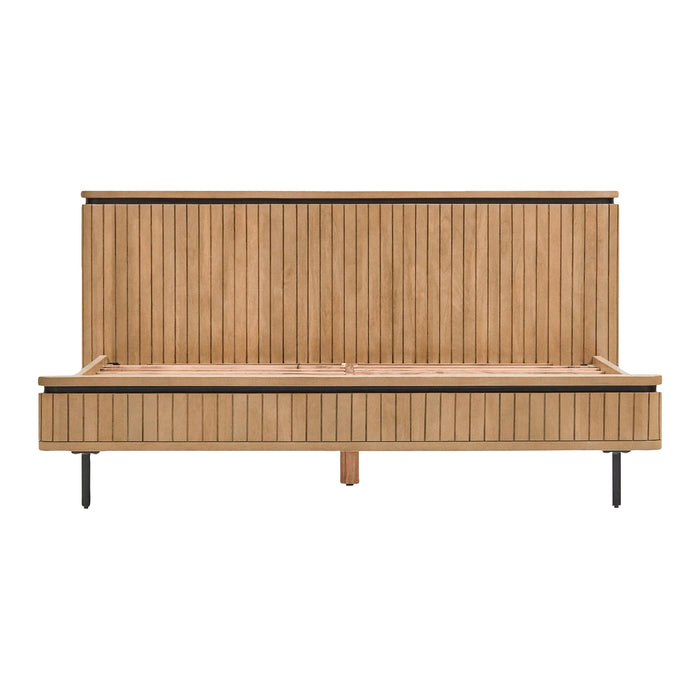 Kave Home - Licia bed van massief mangohout en zwart gelakt metaal,